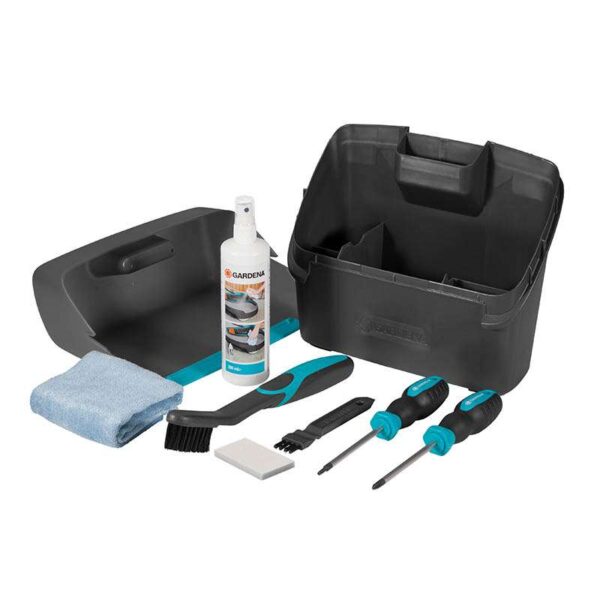 Gardena Sileno maintenance and cleaning kit showing all contents