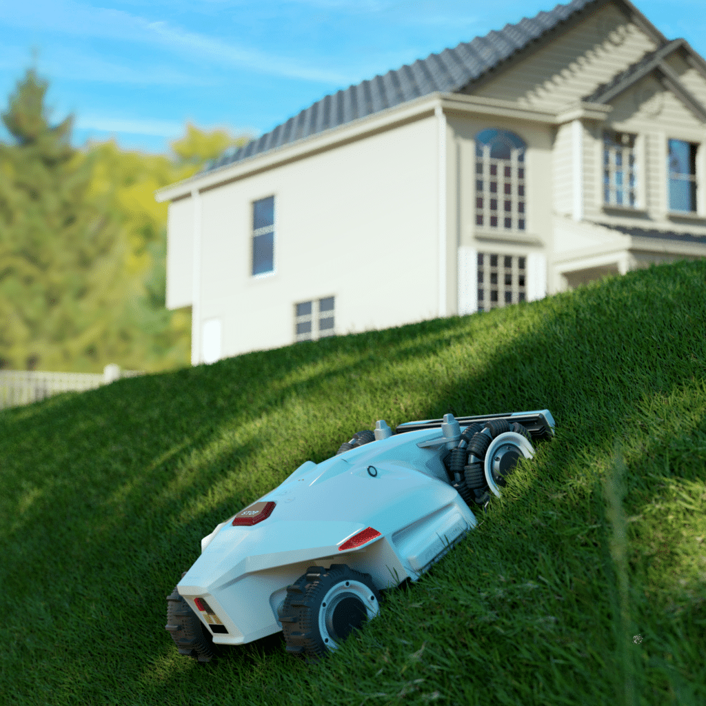All-wheel drive robotic lawn mowers are perfect for yards with hills or uneven terrain.