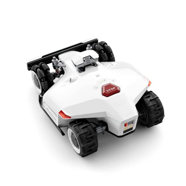 Left side angle view of Mammotion LUBA 2 AWD 1000, showcasing its sleek design and efficient all-wheel drive