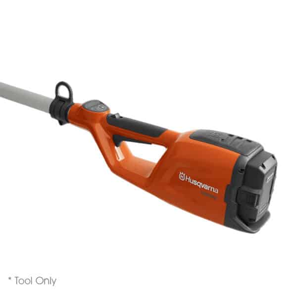 Handle view of the HUSQVARNA 120iTK4-P versatile battery pole saw for precision pruning, available at Autmow.