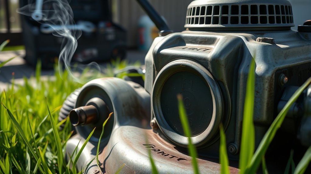 lawn mower white smoke