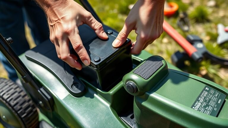 remove mower battery safely