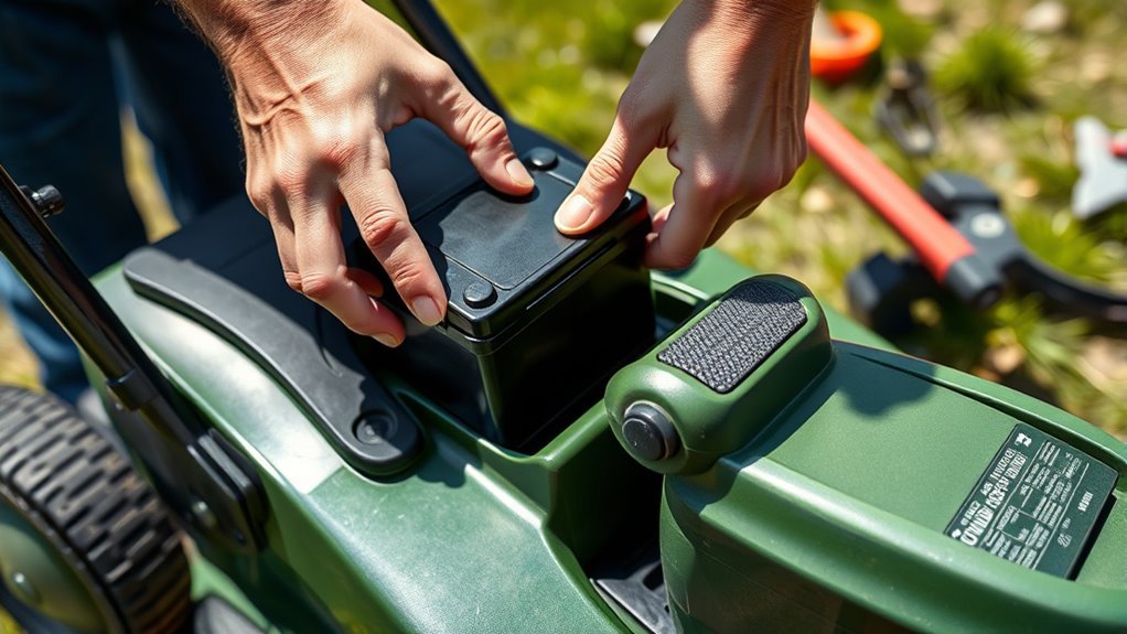 remove mower battery safely