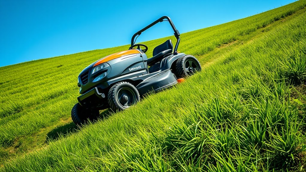 top sloped lawn mowers