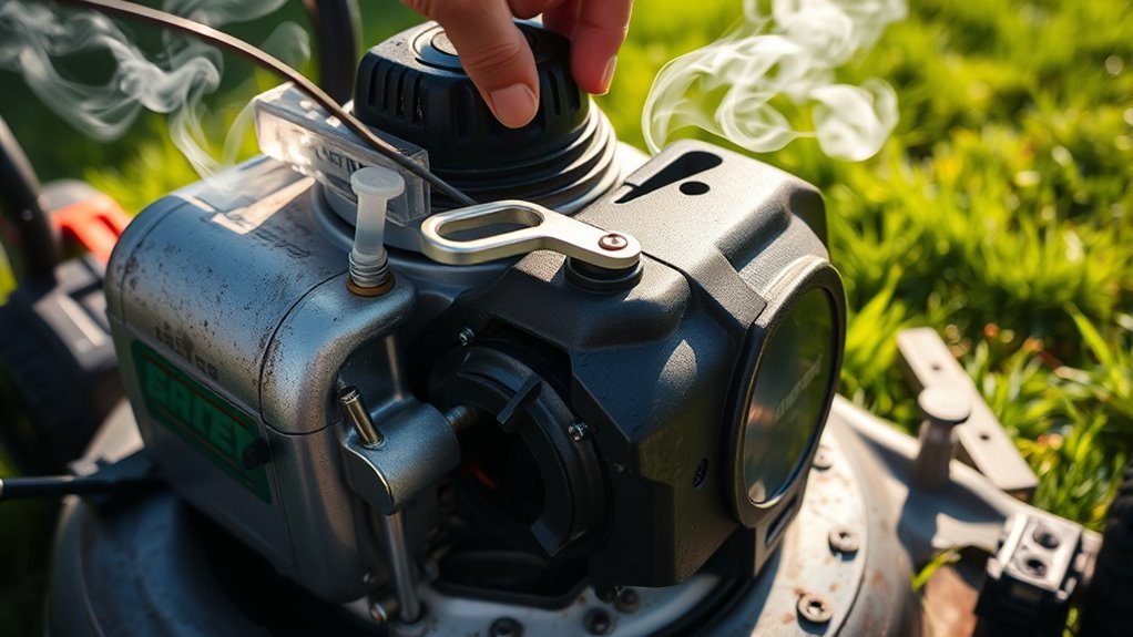 white smoke from mower